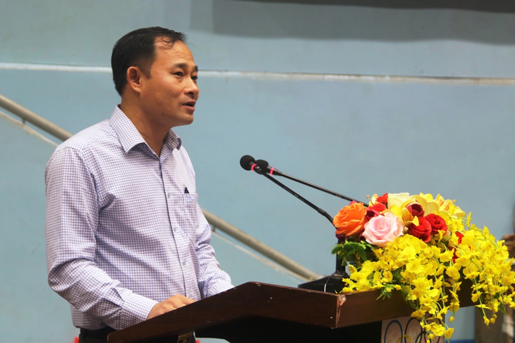 Ông Lê Phúc Long, Phó Giám đốc Sở Văn hóa, Thể thao và Du lịch phát biểu tại lễ khai mạc